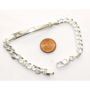 NSA|SILVER 925: Bracelet man massive chain gourmette plate reliefs 20.50 cm 26.30 gr