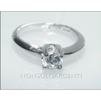 NSA|Argento 925 Italiano Rodiato : Anello Solitario con 3 Zirconi 4