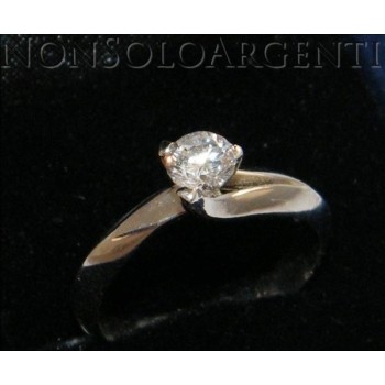 NSA|Argento 925 Italiano Rodiato : Anello Solitario con Zircone 5mm 0
