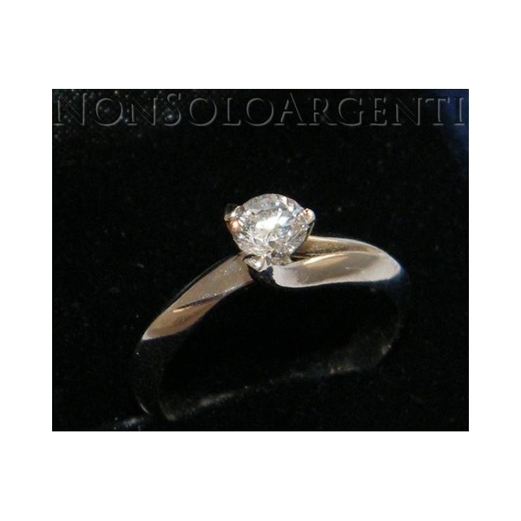 NSA|Argento 925 Italiano Rodiato : Anello Solitario con Zircone 5mm 0