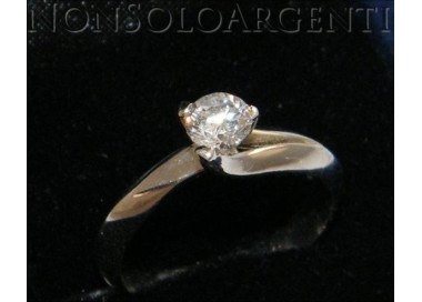 NSA|Argento 925 Italiano Rodiato : Anello Solitario con Zircone 5mm 0
