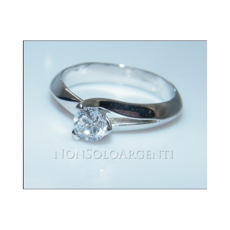 NSA|Argento 925 Italiano Rodiato : Anello Solitario con Zircone 5mm 0