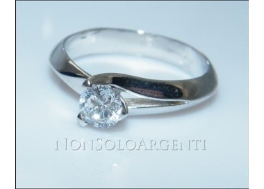 NSA|Argento 925 Italiano Rodiato : Anello Solitario con Zircone 5mm 0
