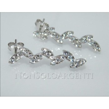 NSA|Argento 925 Italiano Rodiato : orecchini con pavè di zirconi taglio brillante su foglie