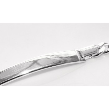 NSA|Bracciale uomo argento 925 massiccio catena grumetta targa rilievi 20,50 cm