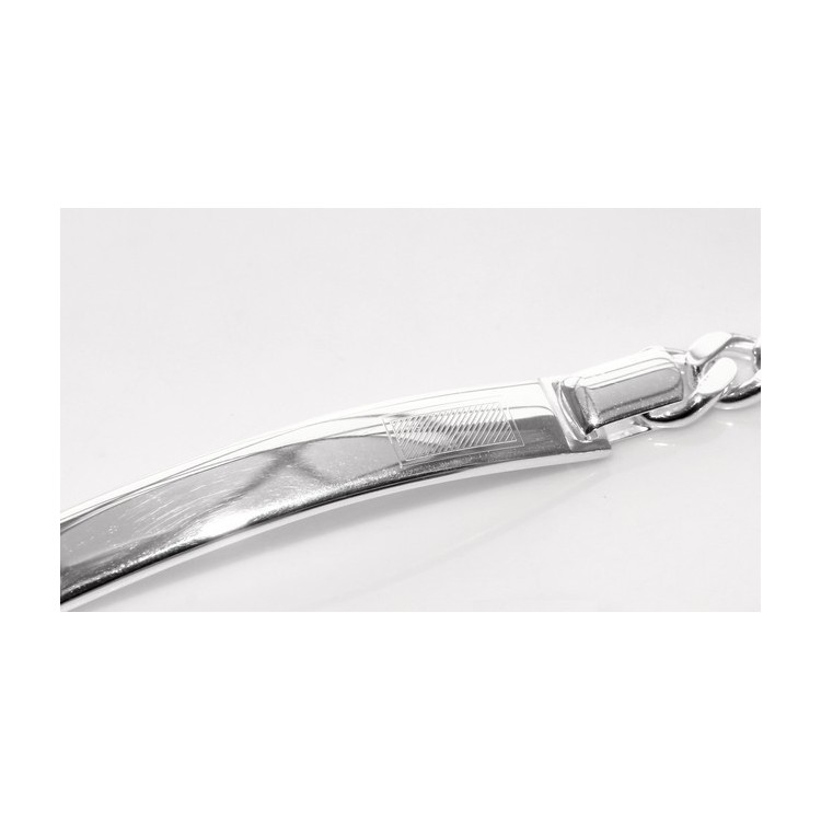 NSA|Bracciale uomo argento 925 massiccio catena grumetta targa rilievi 20,50 cm