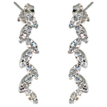 NSA|925 silver leaves earrings with white cubic zirconia pave woman
