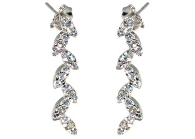NSA|925 silver leaves earrings with white cubic zirconia pave woman