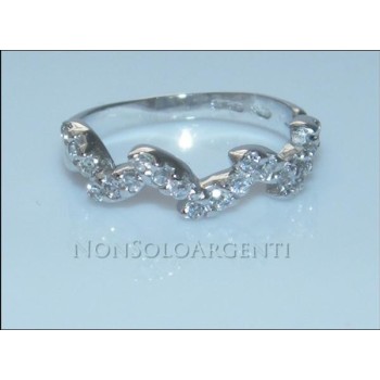 NSA|Argento 925 Italiano Rodiato : Anello con pavè di zirconi taglio brillante su foglie