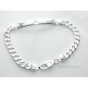 NSA|SILVER 925: Bracelet man massive chain gourmette plate reliefs 20.50 cm 26.30 gr