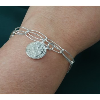 NSA|Bracciale donna con ciondoli monete USA polso 17,50 cm Nalbori