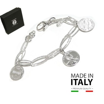 NSA|Bracciale donna con ciondoli monete USA polso 17,50 cm Nalbori