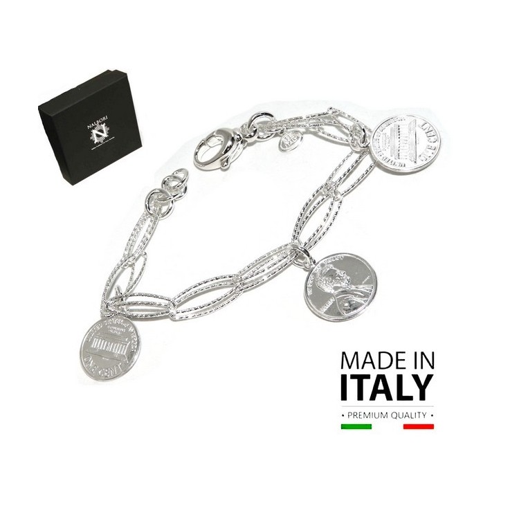 NSA|Bracciale donna con ciondoli monete USA polso 17,50 cm Nalbori
