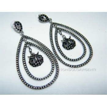 NSA|Bigiotteria : Orecchini colore Argento brunito con doppia goccia