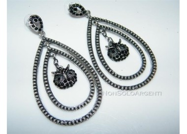 NSA|Bigiotteria : Orecchini colore Argento brunito con doppia goccia