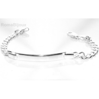 NSA|SILVER 925: Bracelet man massive chain gourmette plate reliefs 20.50 cm 26.30 gr