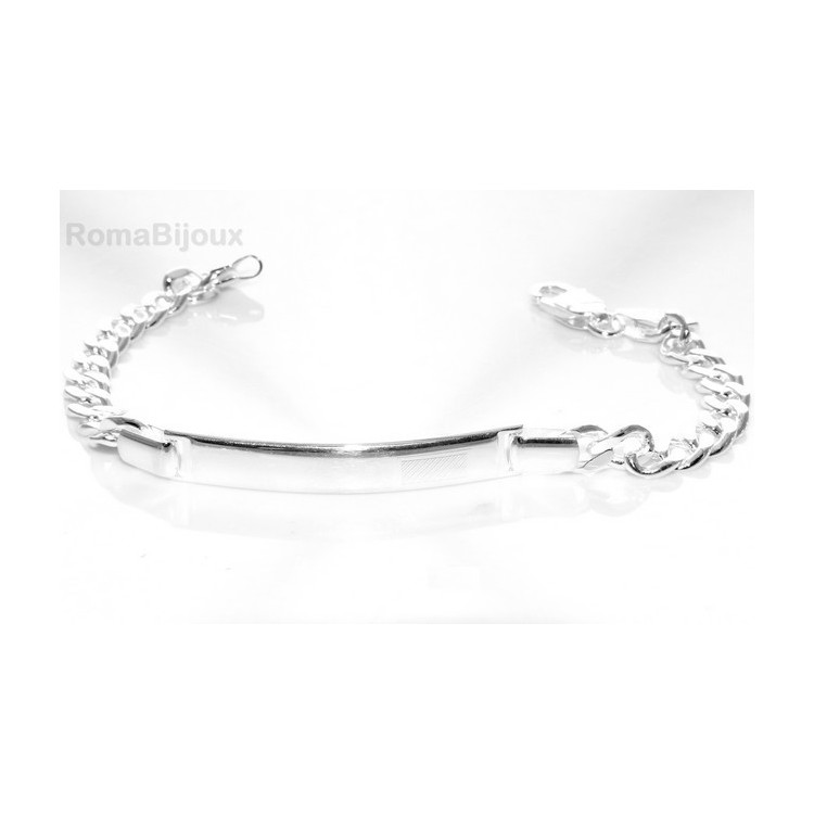 NSA|SILVER 925: Bracelet man massive chain gourmette plate reliefs 20.50 cm 26.30 gr