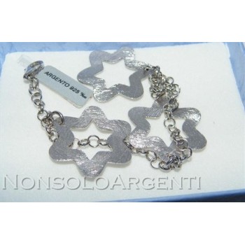 NSA|Argento 925 : bracciale con catena  rolo'  ciondoli grandi stelle satinate