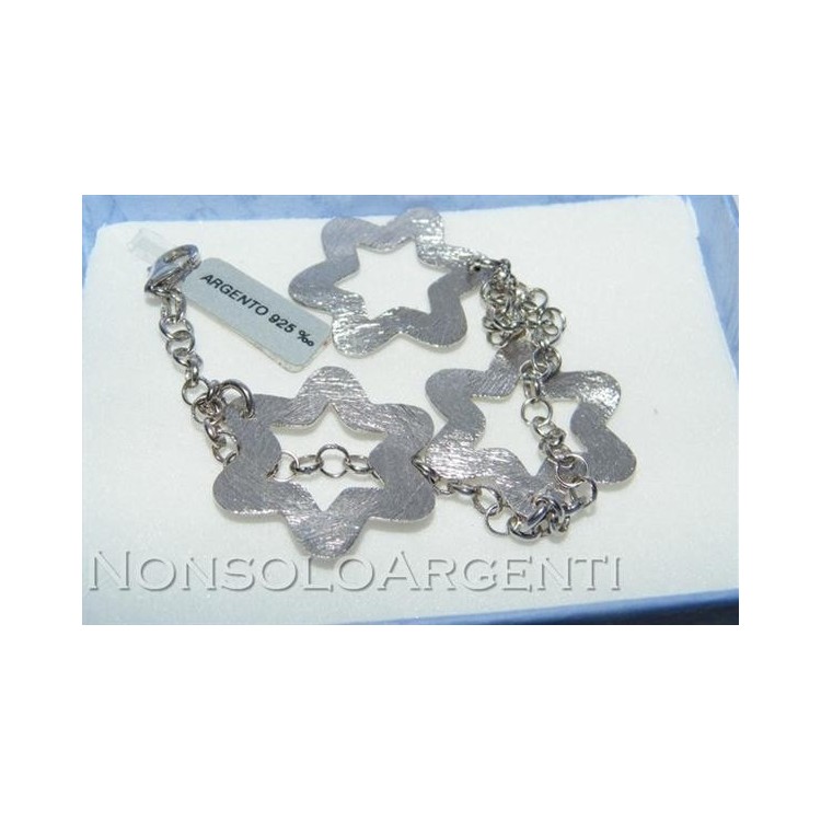 NSA|Argento 925 : bracciale con catena  rolo'  ciondoli grandi stelle satinate