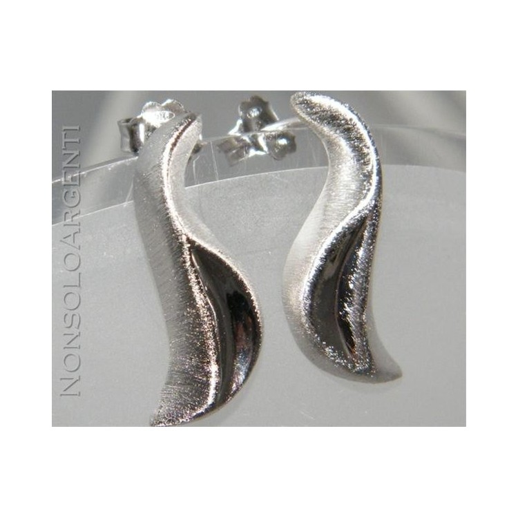 NSA|Argento 925 : orecchini donna simmetrici ad onde lisce e satinate