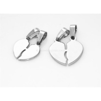 NSA|Ciondolo Argento 925 Rodiato : 2 CIONDOLI CUORE SPEZZATO PICCOLO o GRANDE
