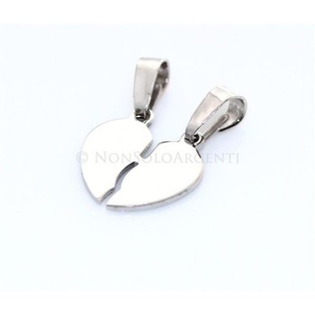 NSA|Ciondolo Argento 925 Rodiato : 2 CIONDOLI CUORE SPEZZATO PICCOLO o GRANDE