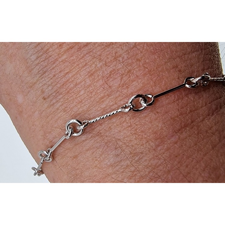 NSA|bracciale barrette argento 925 lisce e diamantate per uomo e donna rodiato