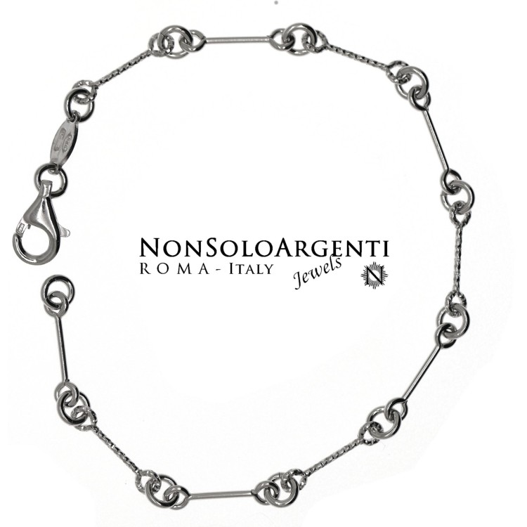 NSA|925 silver bracelet with smooth and diamond bars for men and women rhodium plated