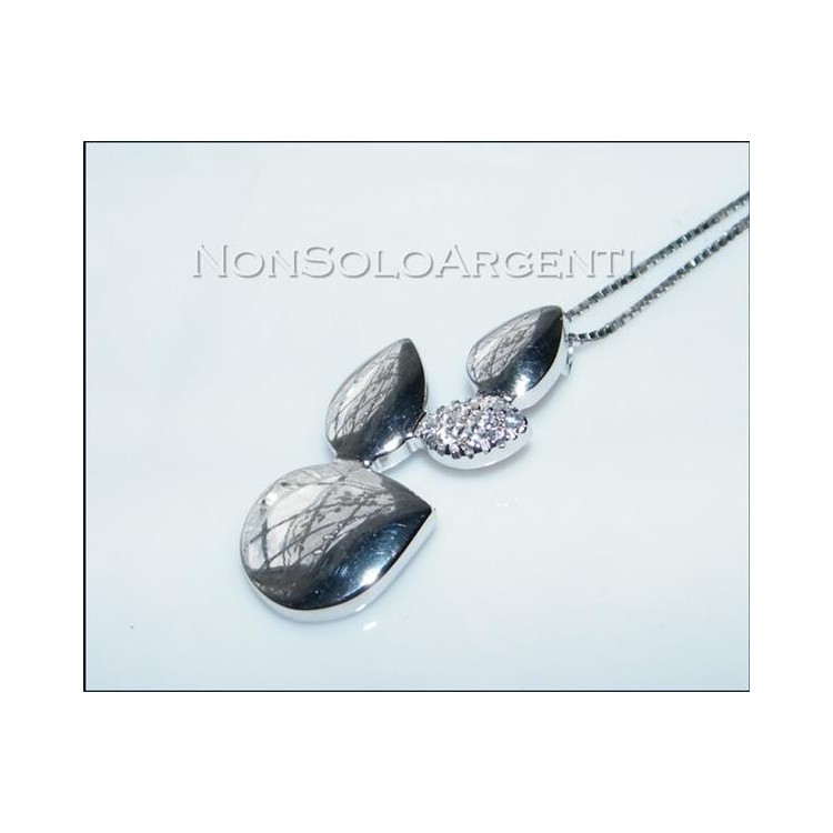 NSA|Argento 925 : Collana girocollo veneziana ciondolo Goccie con zirconi pavè