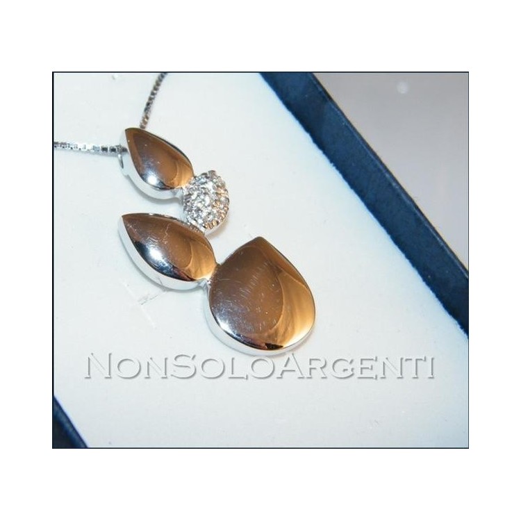 NSA|Argento 925 : Collana girocollo veneziana ciondolo Goccie con zirconi pavè