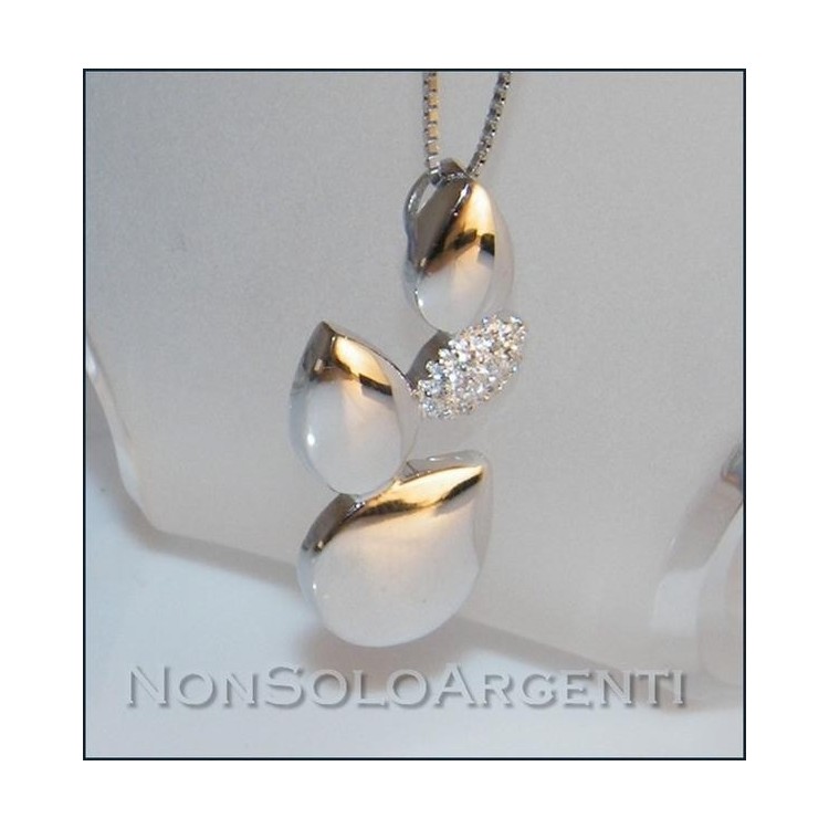 NSA|Argento 925 : Collana girocollo veneziana ciondolo Goccie con zirconi pavè