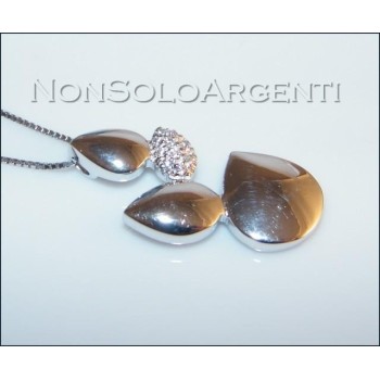 NSA|Collana Goccia argento 925 girocollo con con zirconi pavè