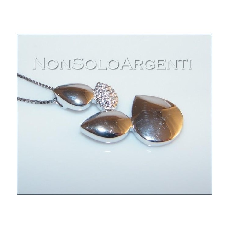 NSA|Collana Goccia argento 925 girocollo con con zirconi pavè