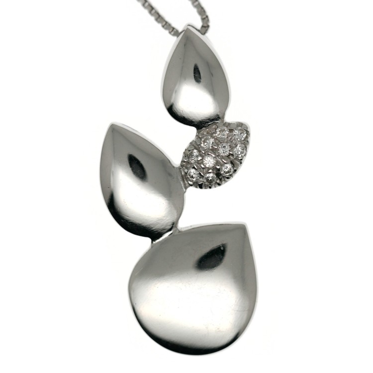 NSA|Collana Goccia argento 925 girocollo con con zirconi pavè