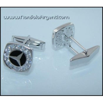 NSA|Gemelli Uomo per camicia in Argento 925 e Zirconi bianchi Naturali