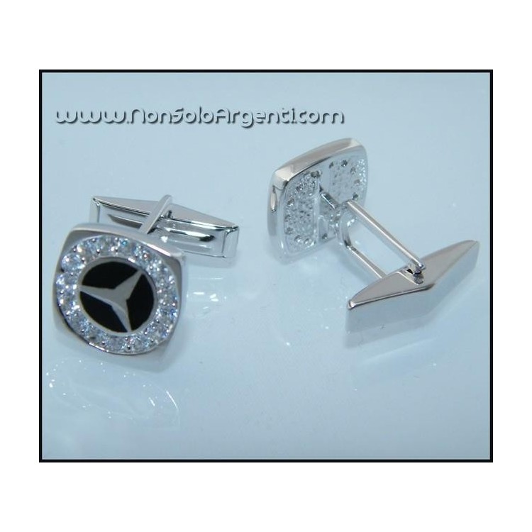 NSA|Gemelli Uomo per camicia in Argento 925 e Zirconi bianchi Naturali