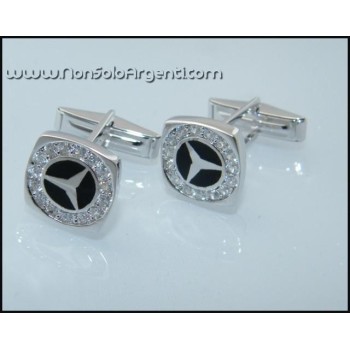 NSA|Gemelli Uomo per camicia in Argento 925 e Zirconi bianchi Naturali