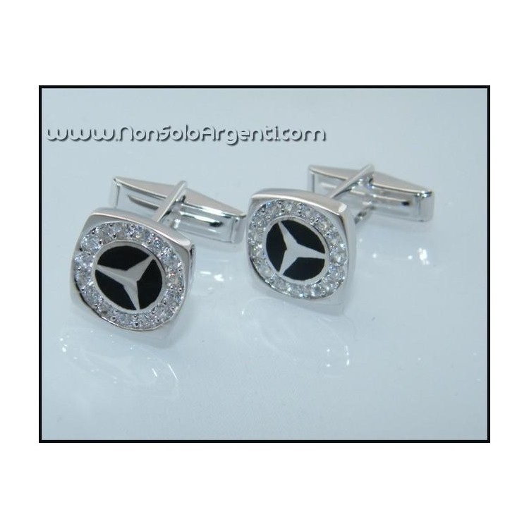 NSA|Gemelli Uomo per camicia in Argento 925 e Zirconi bianchi Naturali