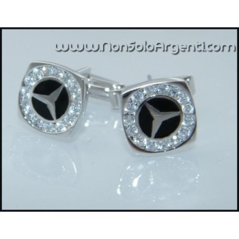 NSA|Gemelli Uomo per camicia in Argento 925 e Zirconi bianchi Naturali
