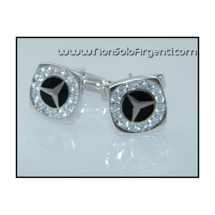 NSA|Gemelli Uomo per camicia in Argento 925 e Zirconi bianchi Naturali
