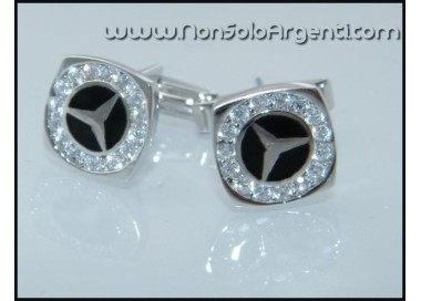 NSA|Gemelli Uomo per camicia in Argento 925 e Zirconi bianchi Naturali