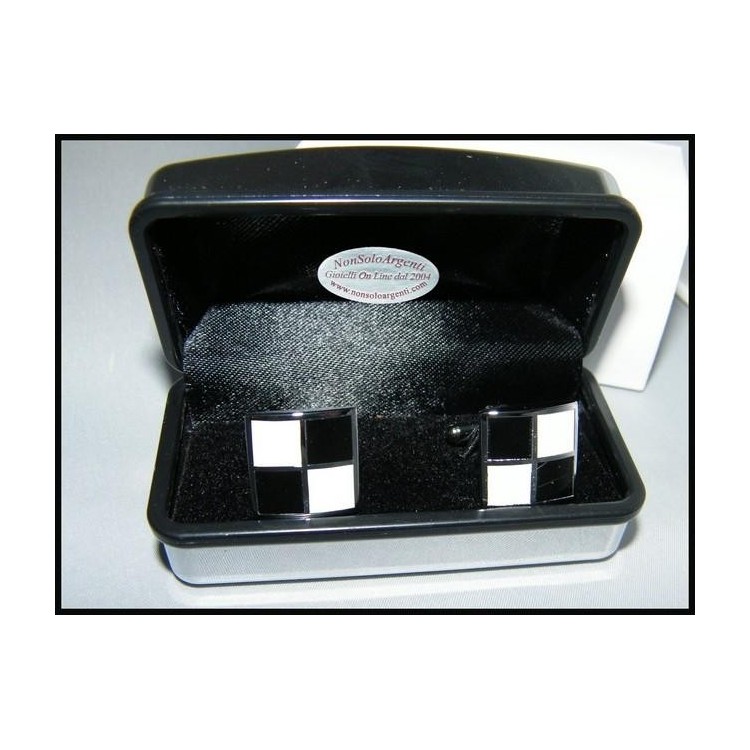 NSA|Bigiotteria : Gemelli Uomo Argentati Quadrati in cofanetto regalo