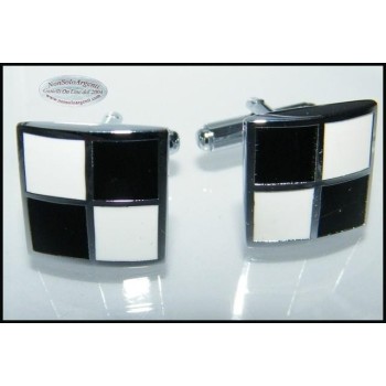 NSA|Bigiotteria : Gemelli Uomo Argentati Quadrati in cofanetto regalo
