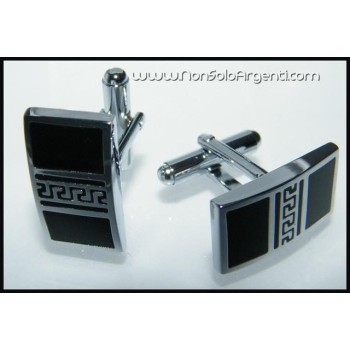 NSA|Bigiotteria : Gemelli Uomo Argentati Rettangolari in cofanetto