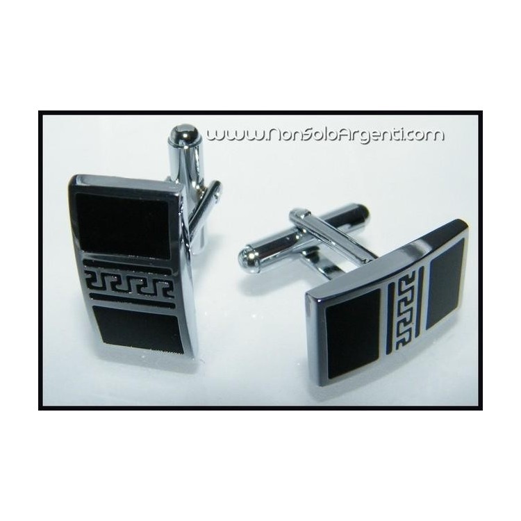 NSA|Bigiotteria : Gemelli Uomo Argentati Rettangolari in cofanetto