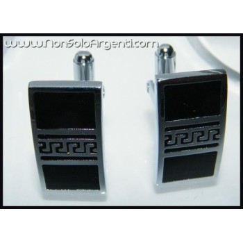 NSA|Bigiotteria : Gemelli Uomo Argentati Rettangolari in cofanetto