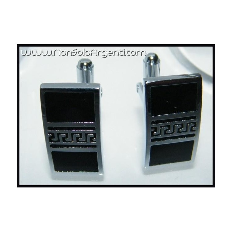 NSA|Bigiotteria : Gemelli Uomo Argentati Rettangolari in cofanetto