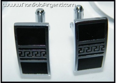 NSA|Bigiotteria : Gemelli Uomo Argentati Rettangolari in cofanetto