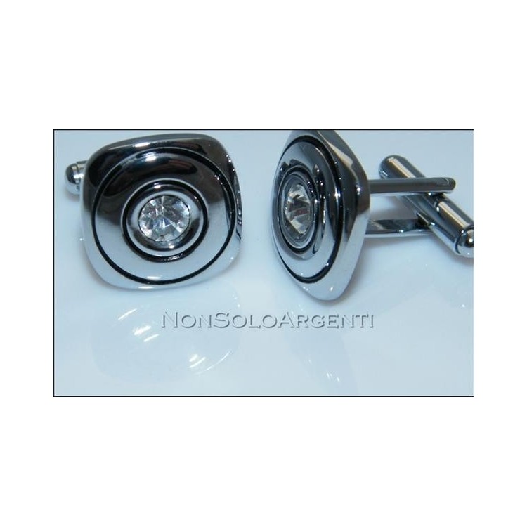 NSA|Bigiotteria : Gemelli Uomo Argentati a Bottone in cofanetto
