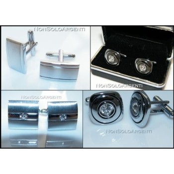 NSA|Bigiotteria : Gemelli Uomo Argentati a Bottone in cofanetto